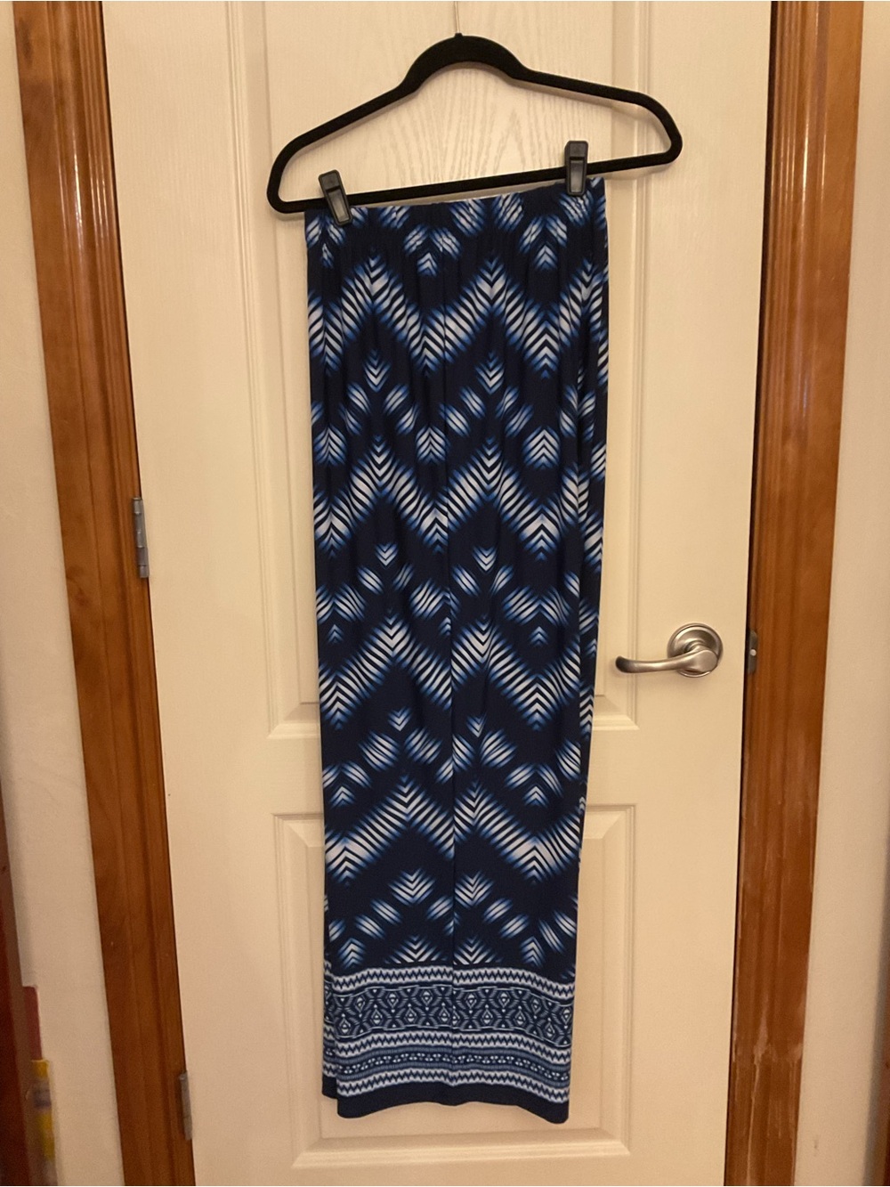Denim 24/7 Navy & Light Blue Geometric Chevron Patterned Soft Pants 22/24 1X - Picture 7 of 10